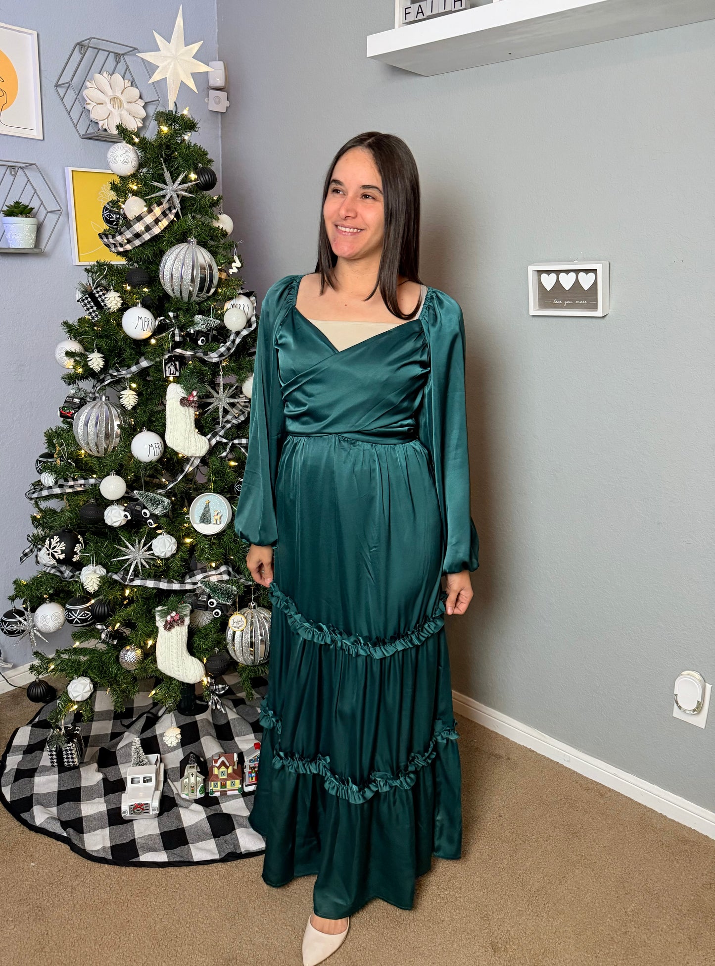 Penelope Maxi Sabrina Dress Green