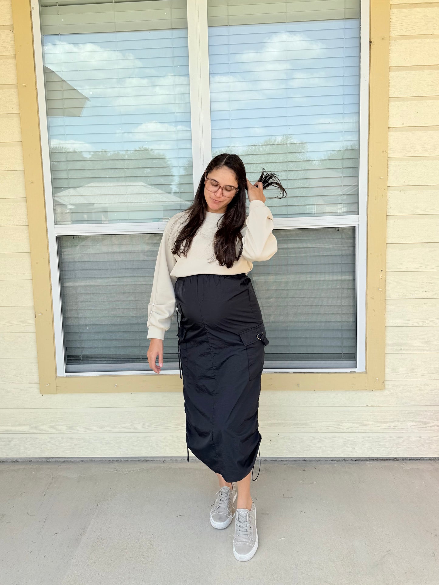 Cargo Midi Skirt in Black