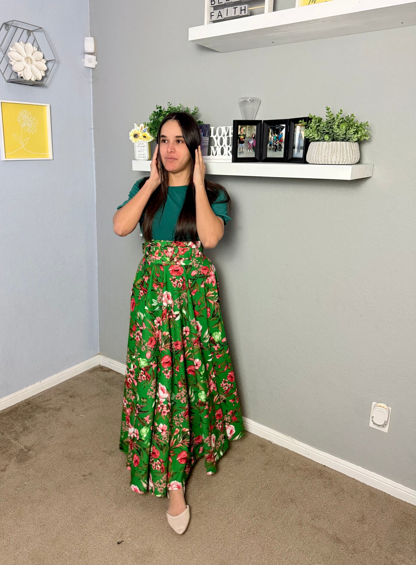 Faithful Green floral Skirt