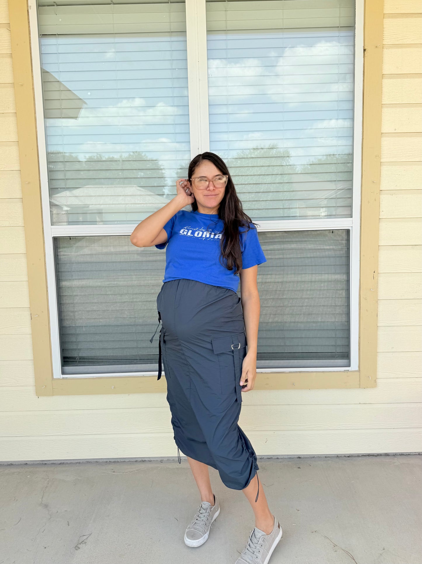Cargo Midi Skirt in Grey