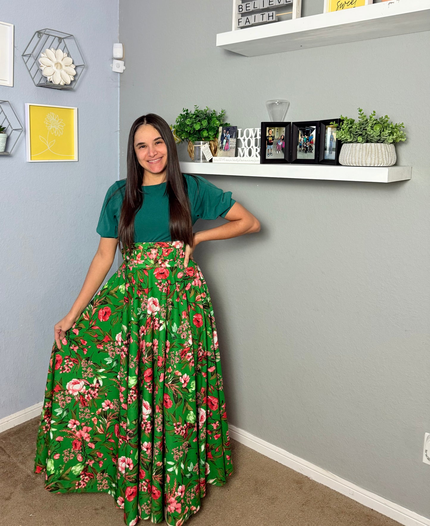 Faithful Green floral Skirt