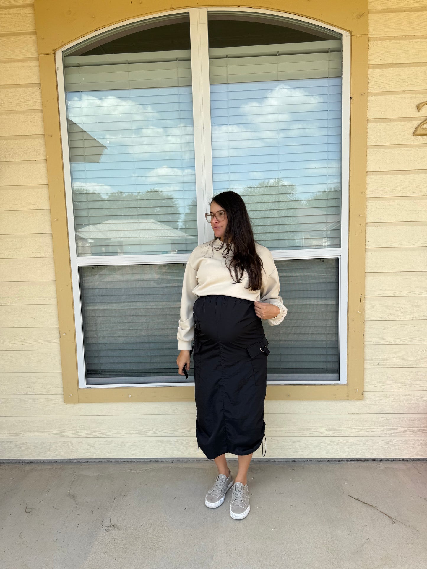 Cargo Midi Skirt in Black