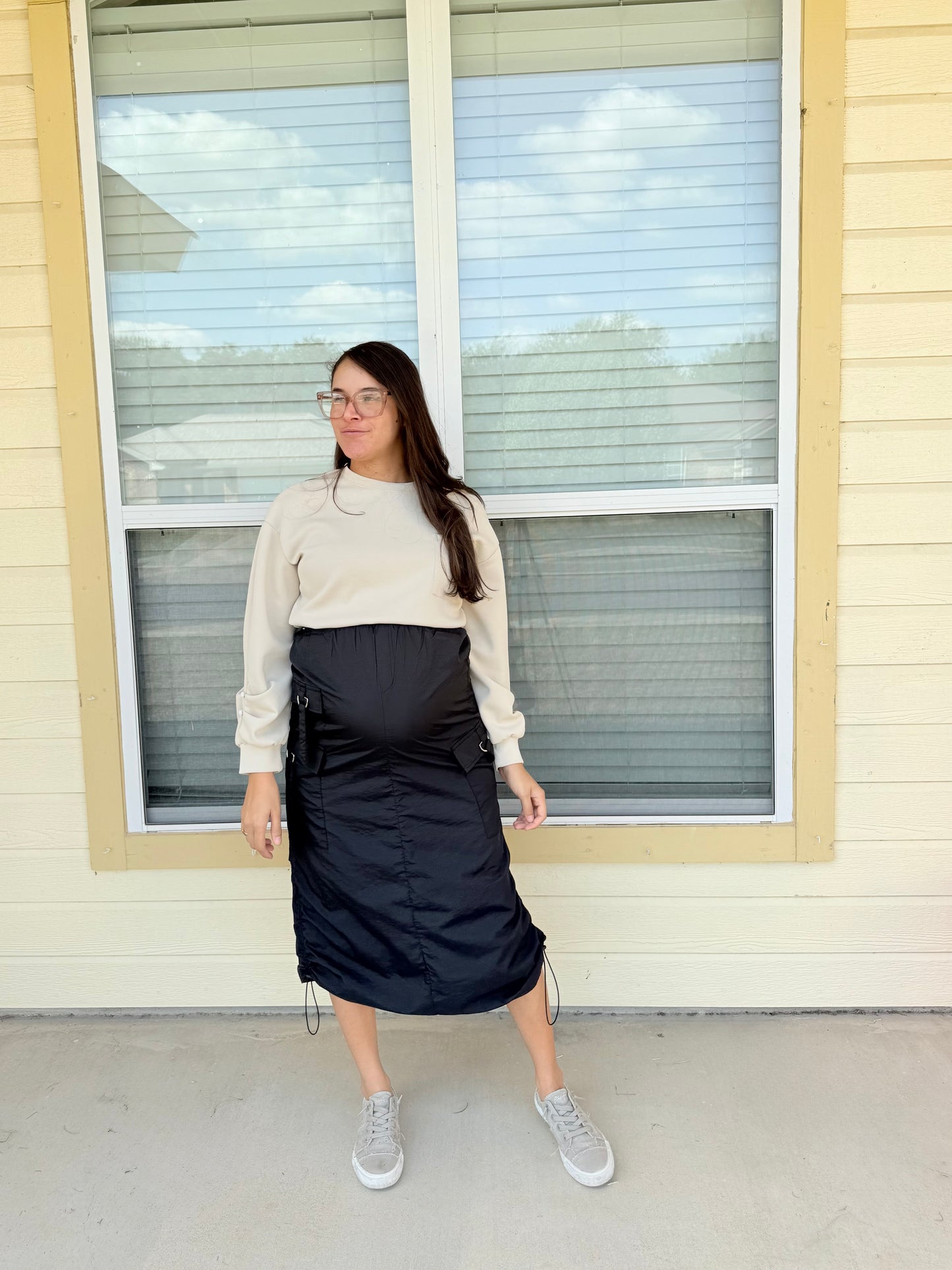Cargo Midi Skirt in Black