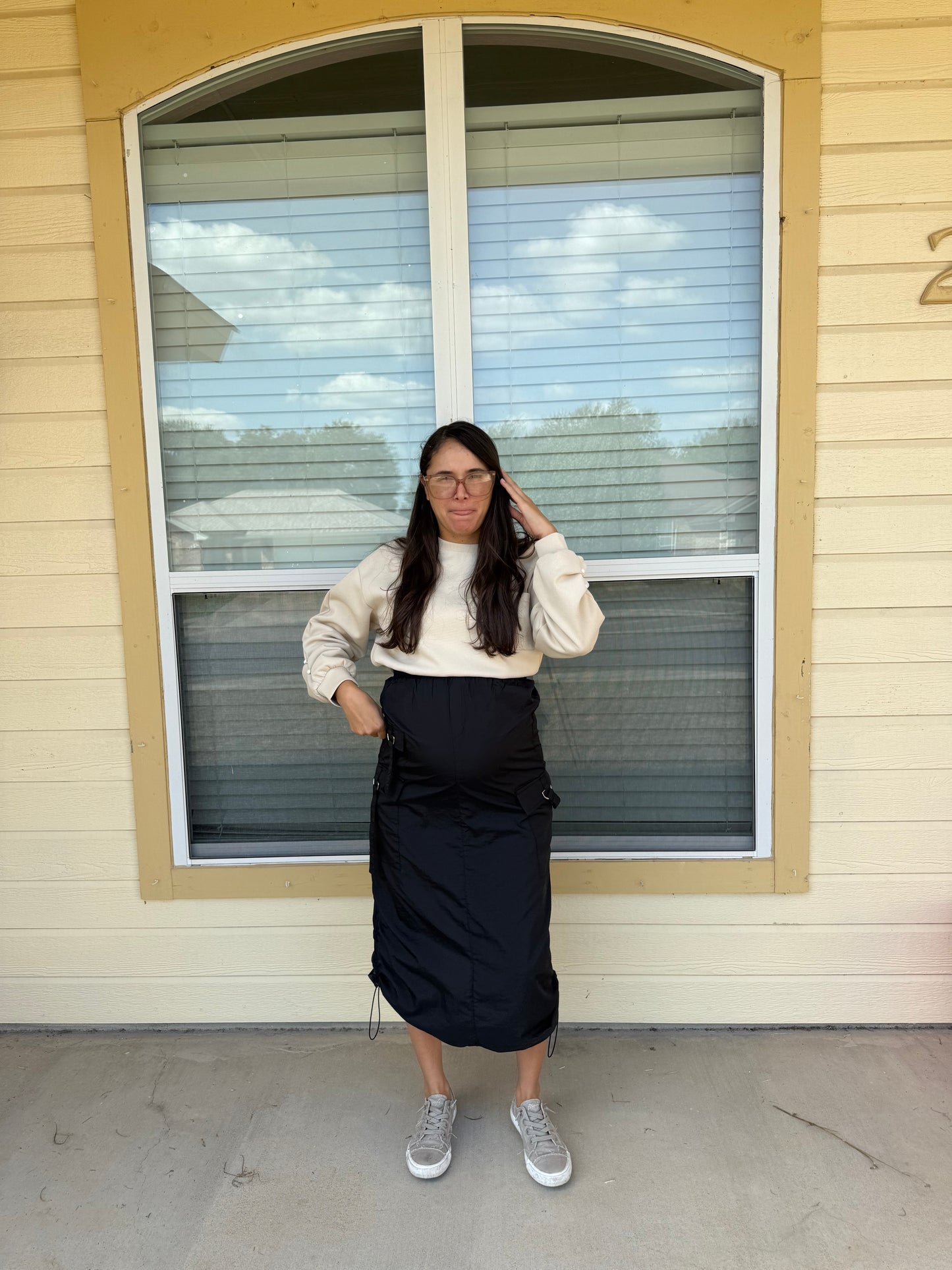 Cargo Midi Skirt in Black