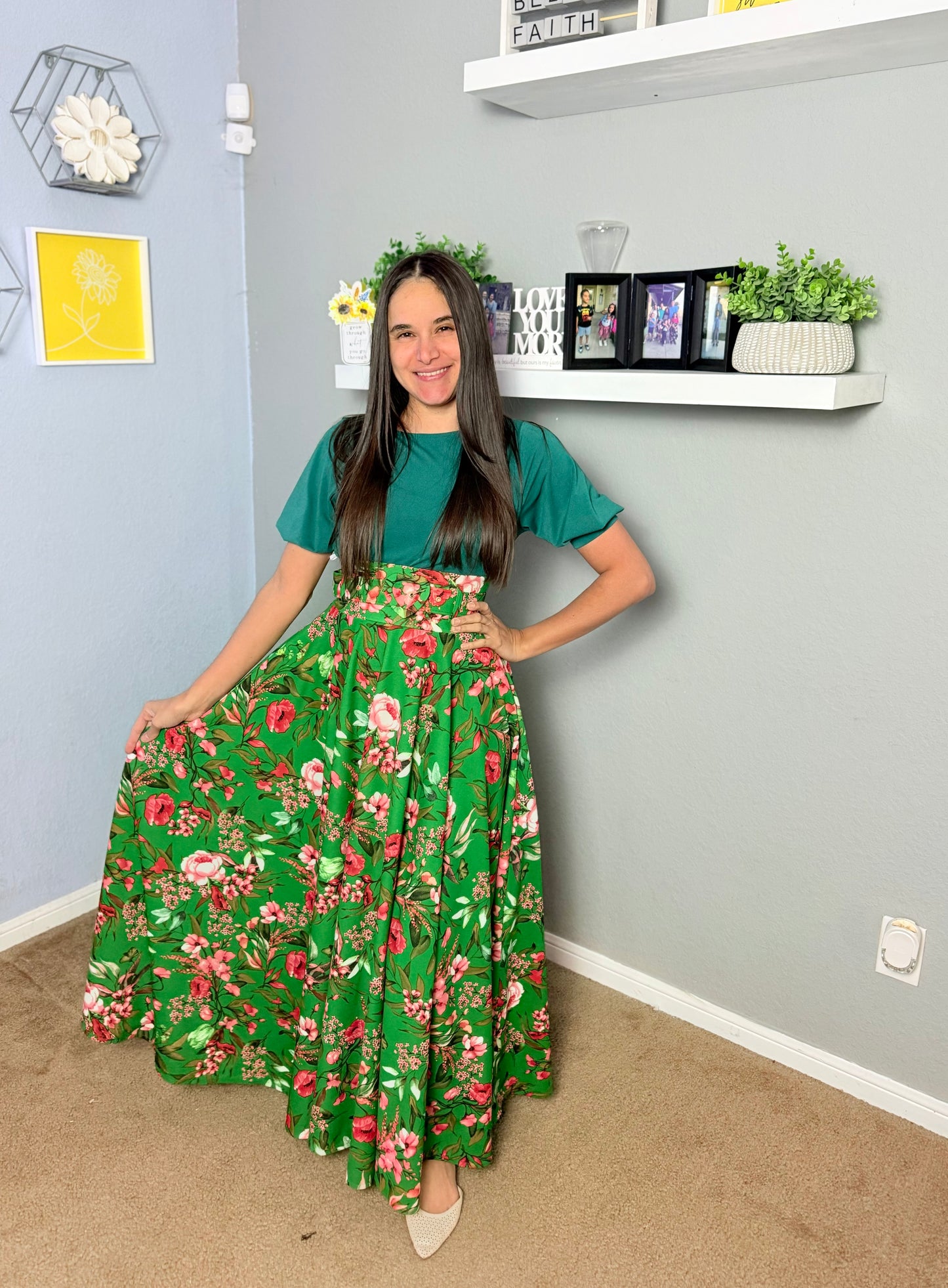 Faithful Green floral Skirt