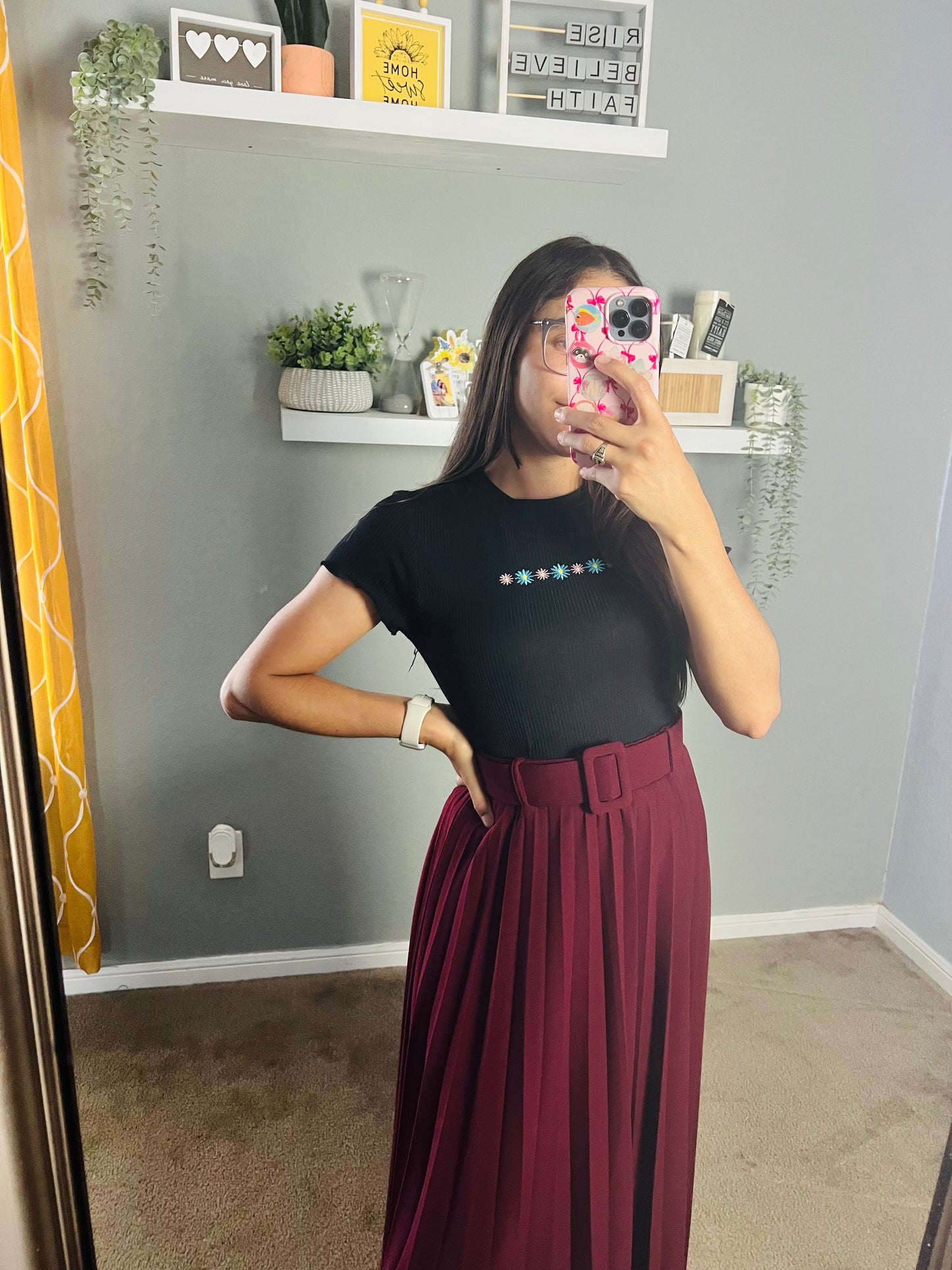 Black Floral details Top (blusa)