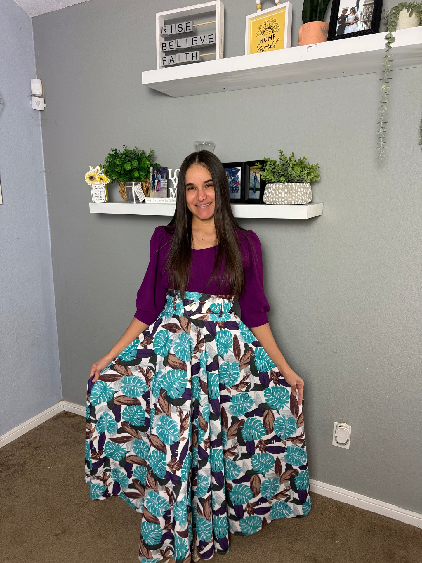 Faithful Leaf Skirt Blue
