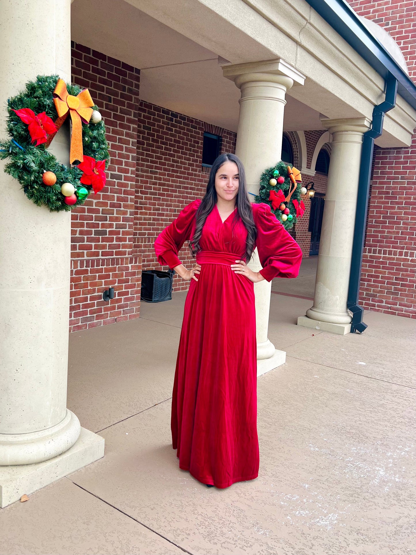 Leena Jolly Veelvet Dress Red