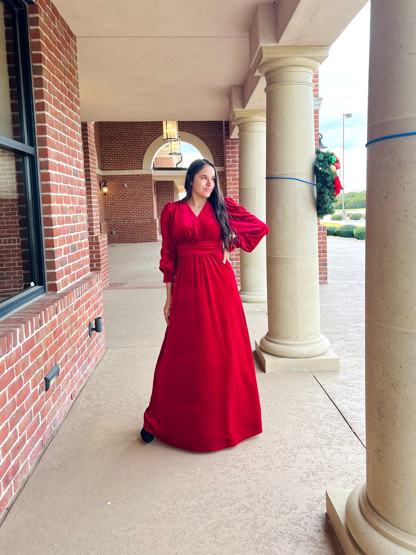 Leena Jolly Veelvet Dress Red