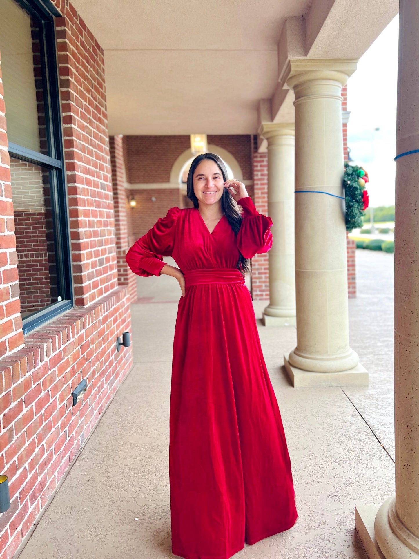Leena Jolly Veelvet Dress Red