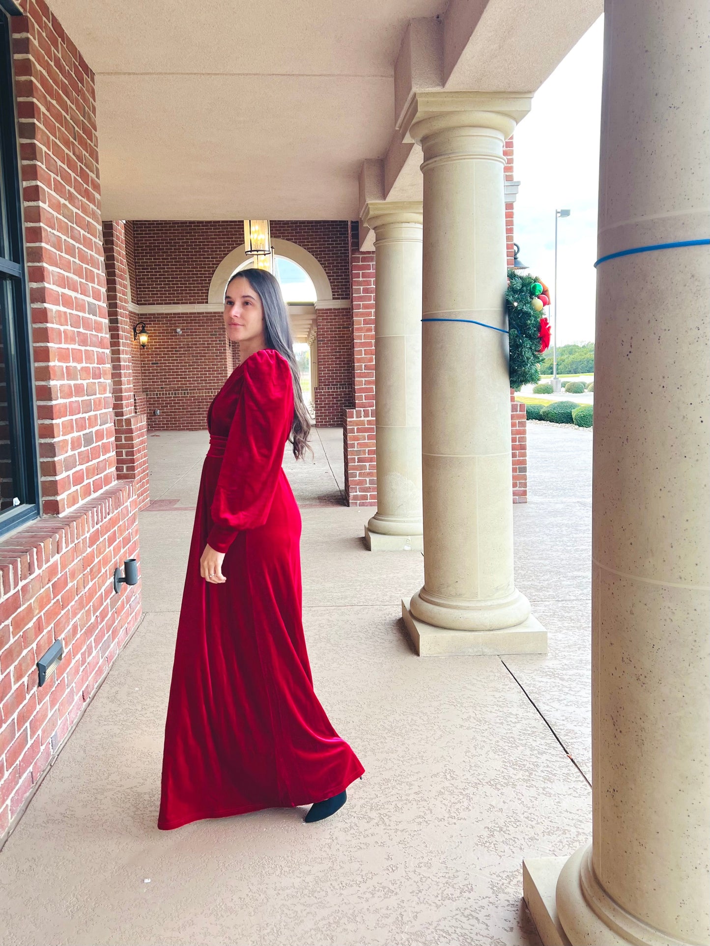 Leena Jolly Veelvet Dress Red