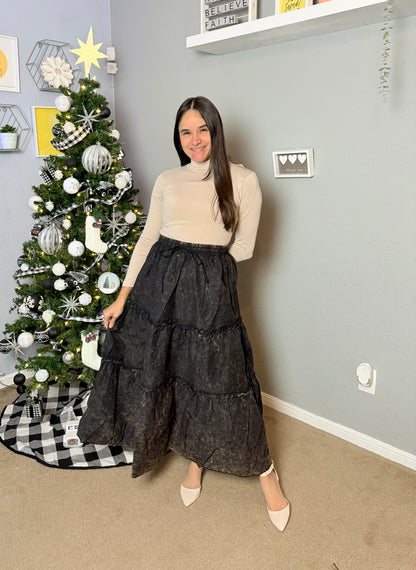 Vintage Wash Maxi Skirt black