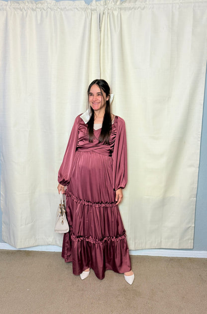 Penelope Maxi Sabrina Dress Wine