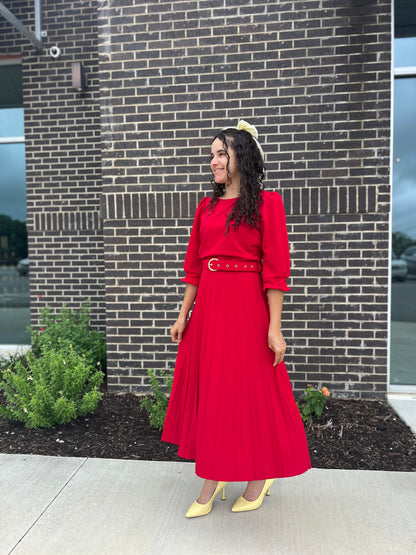 Plaited Dress in Red