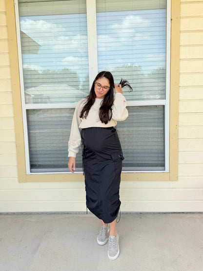 Cargo Midi Skirt in Black