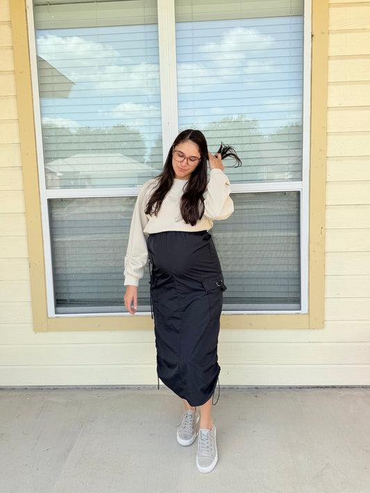Cargo Midi Skirt in Black