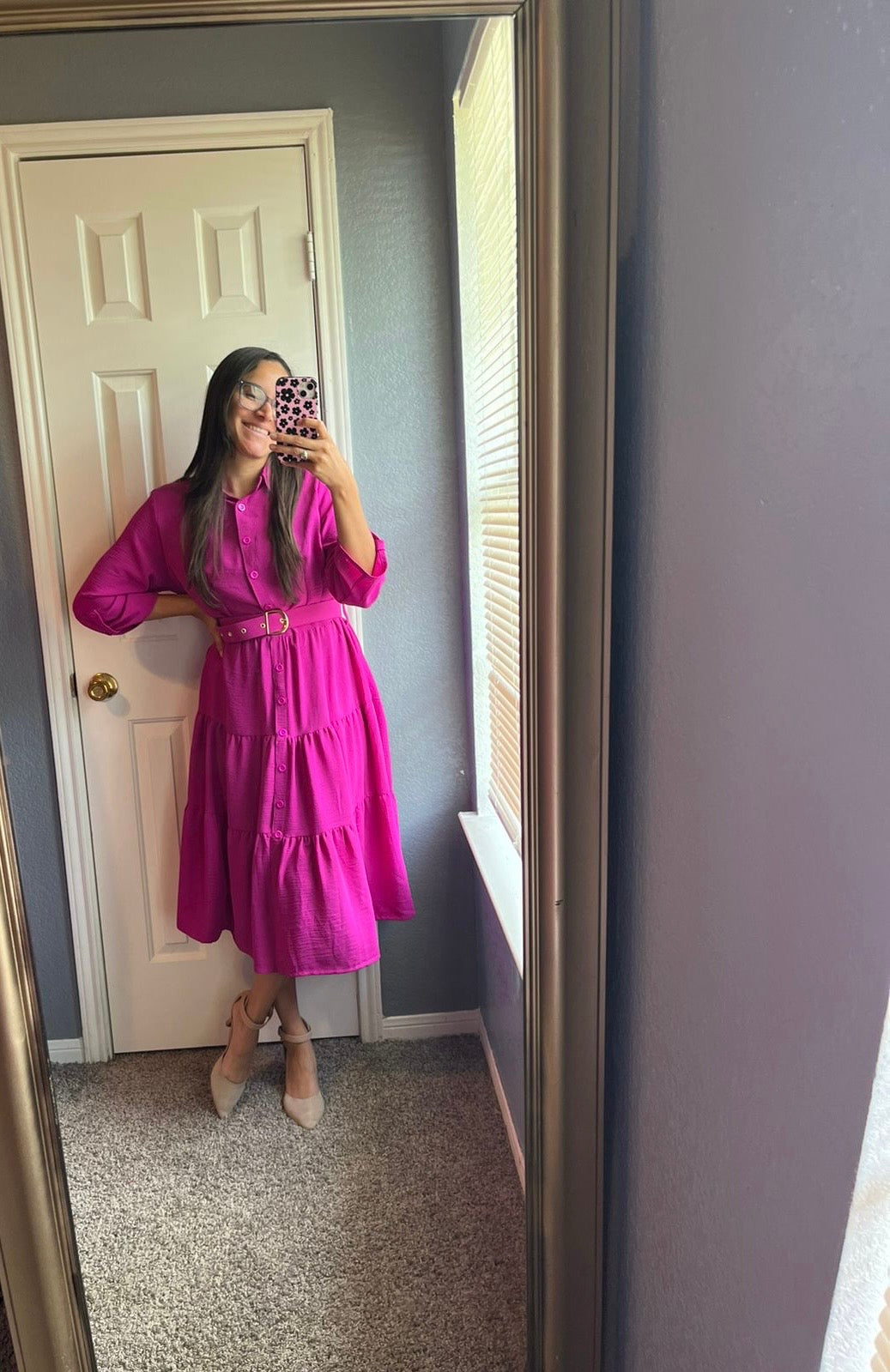 Annette Bottoms Dress Midi Magenta