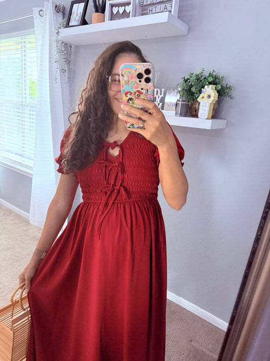 In Red Bow Dress