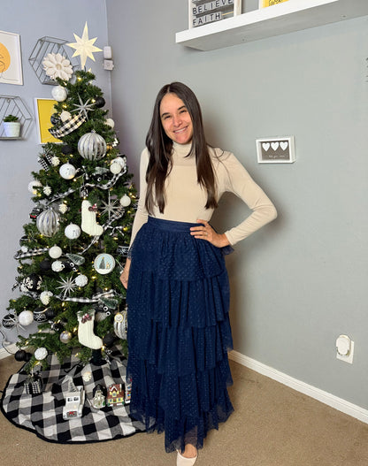 Zareth Tiered Skirt Navy