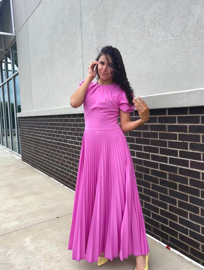Ximena Pleated Dress Pink