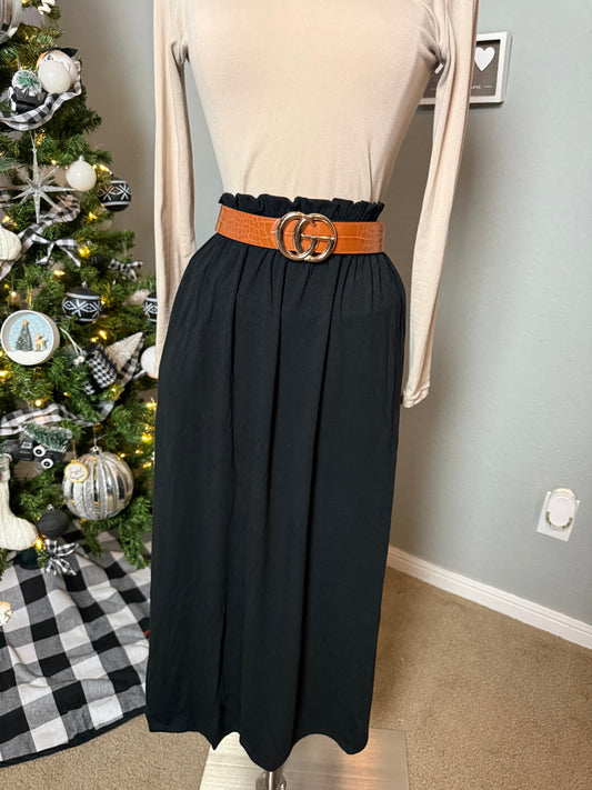 Rosie Midi Comfy Skirt Black Plus