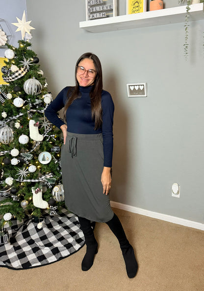 Zenna Midi Comfy Skirt Grey Plus