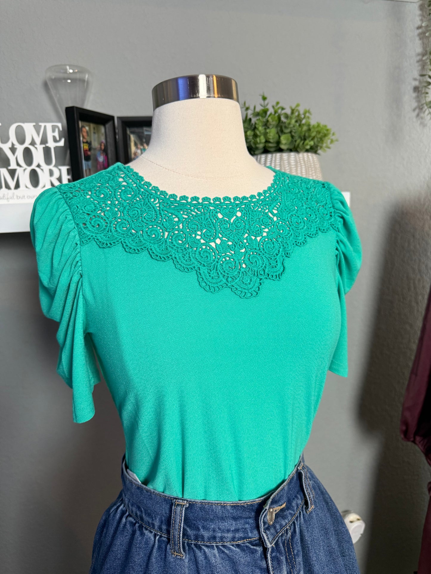 Green lace top