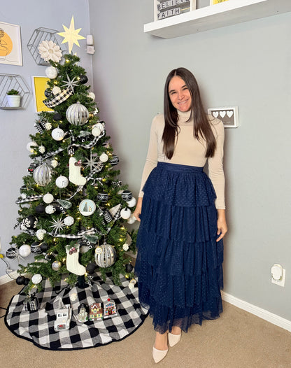 Zareth Tiered Skirt Navy