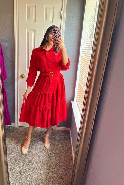 Annette Bottoms Dress Midi Red