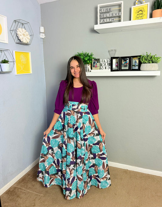 Faithful Leaf Skirt Blue