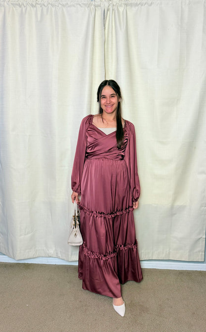 Penelope Maxi Sabrina Dress Wine