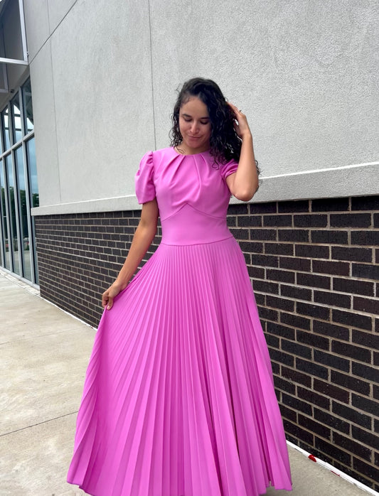Ximena Pleated Dress Pink