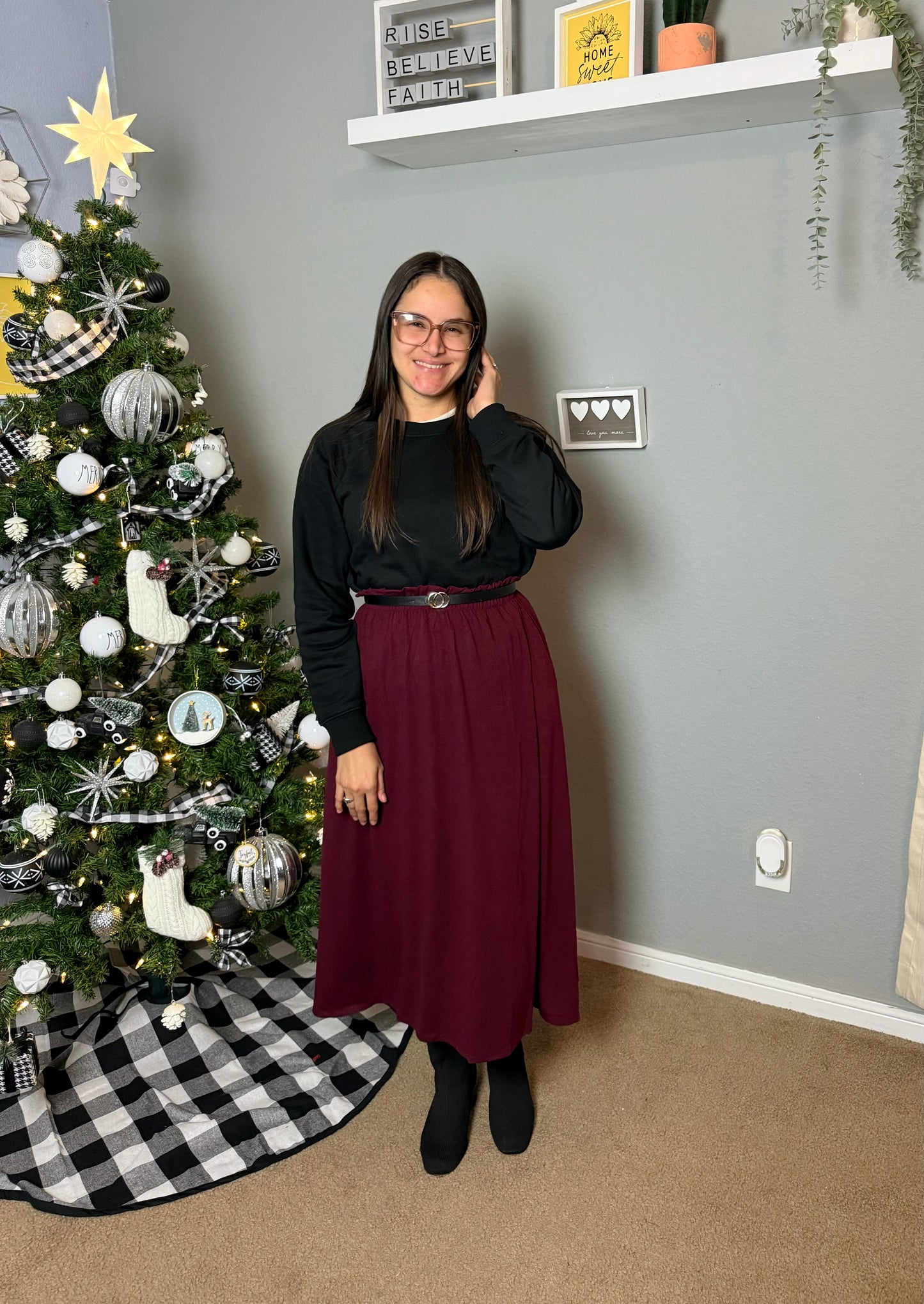 Rosie Midi Comfy Skirt DK Burgundy