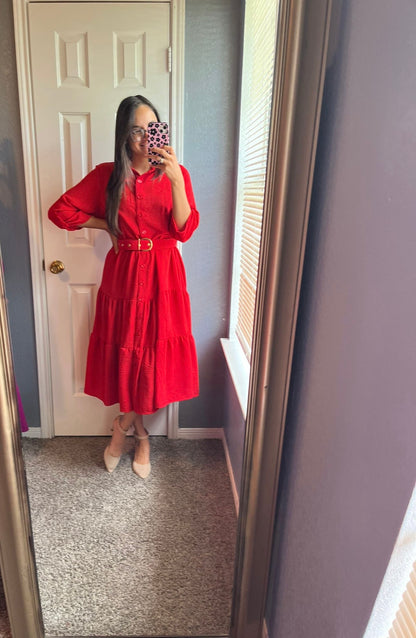 Annette Bottoms Dress Midi Red