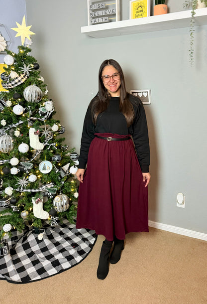 Rosie Midi Comfy Skirt DK Burgundy