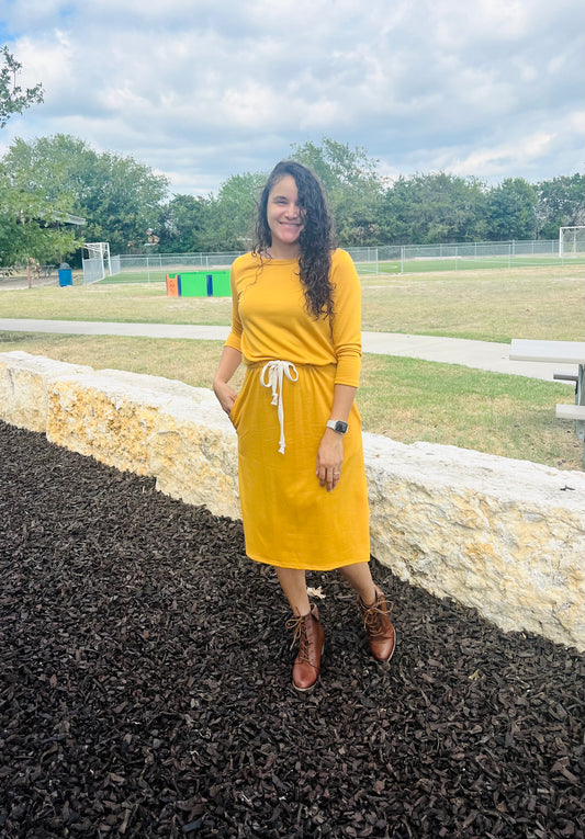 Abbey Midi Dress Mustard