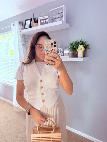 Button Down Cropped Vest