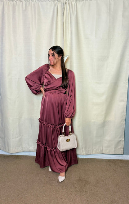 Penelope Maxi Sabrina Dress Wine