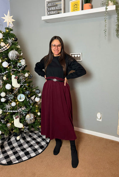 Rosie Midi Comfy Skirt DK Burgundy