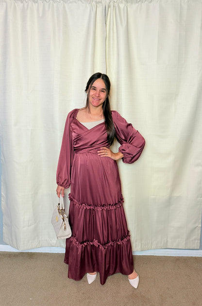 Penelope Maxi Sabrina Dress Wine