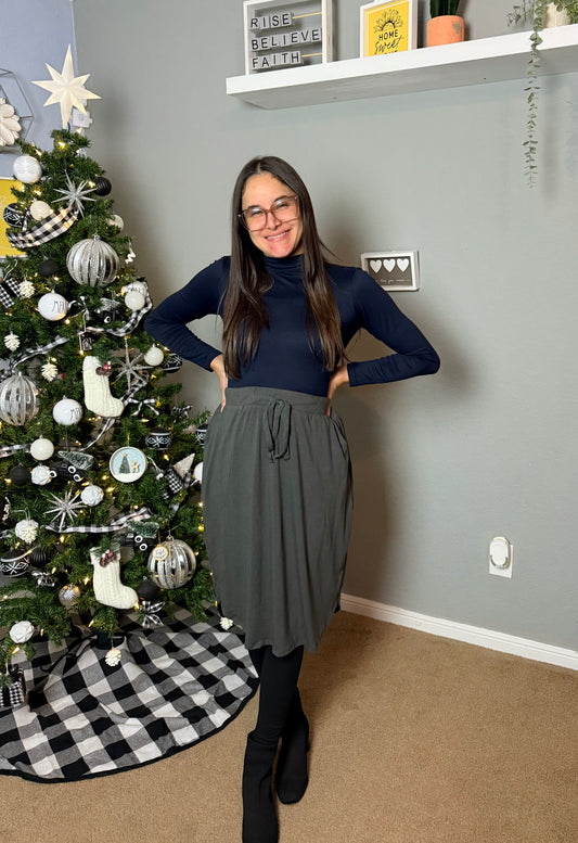 Zenna Midi Comfy Skirt Grey Plus