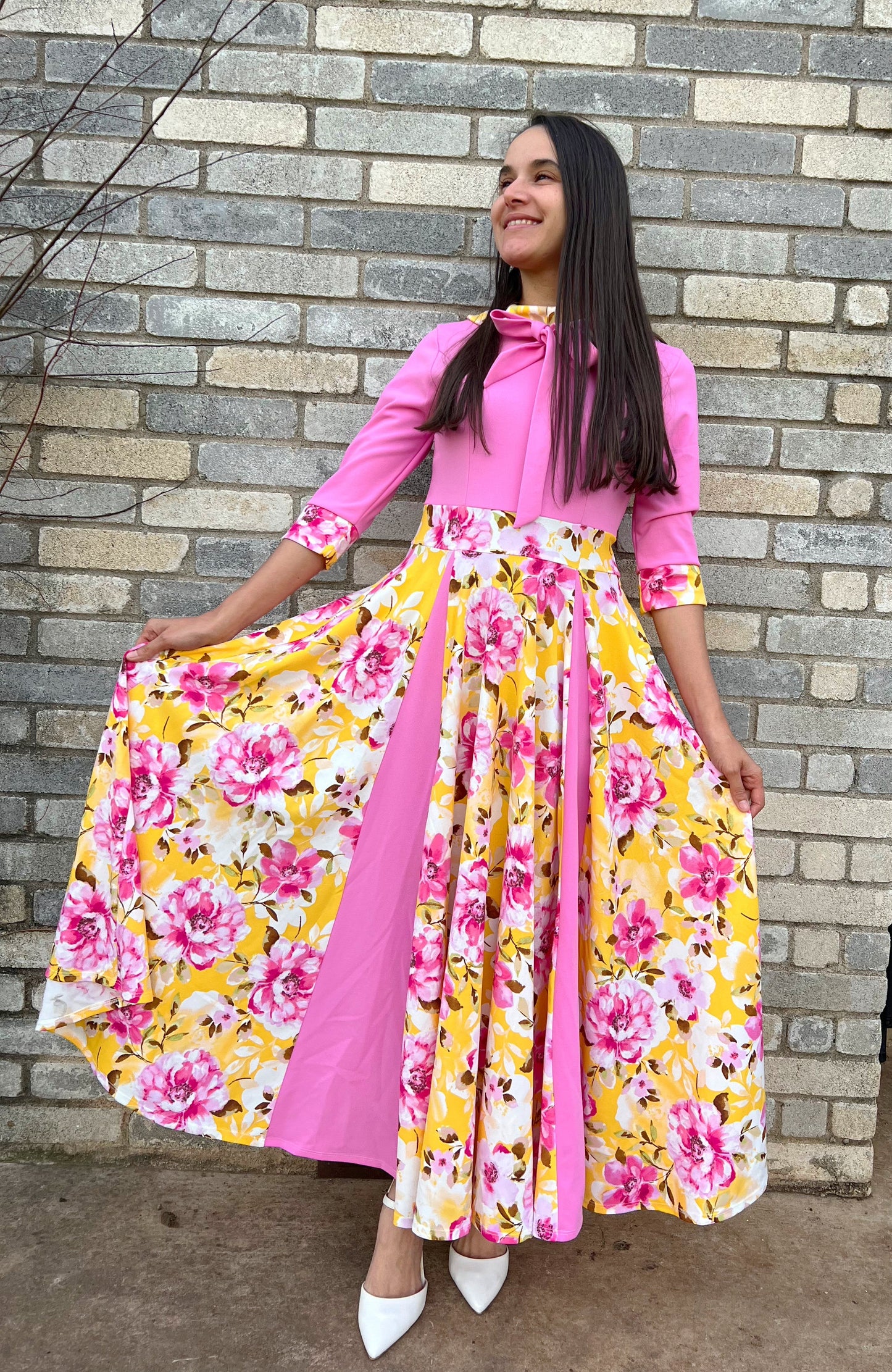 Indra Flower Maxi Dress Pink