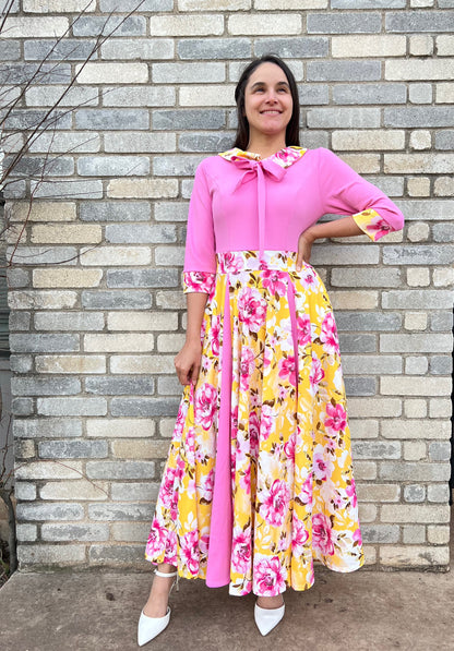 Indra Flower Maxi Dress Pink