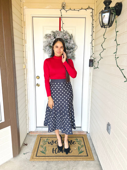 Grey Polka dot knit skirt